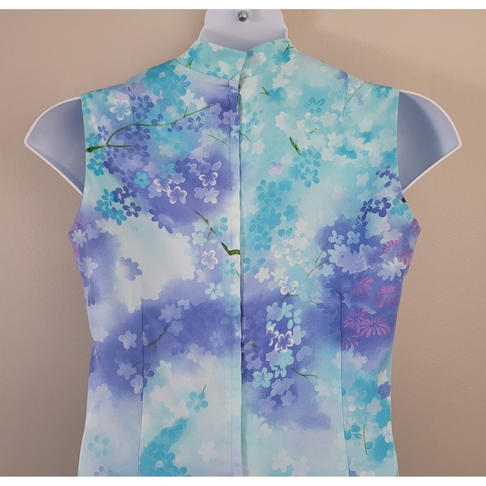 Vintage LIBERTY HOUSE Hawaii Size 10 Cherry Blossom Print Satin Maxi Dress RARE! - Picture 11 of 14